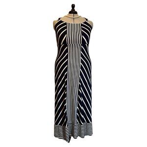 Navy Blue Striped Maxi Dress